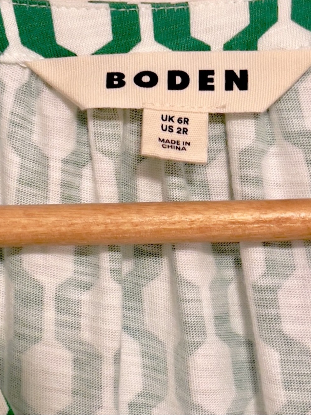 Boden Geo Azure Jersey Mini Dress Green White Tassel Size US 2R - Picture 11 of 11
